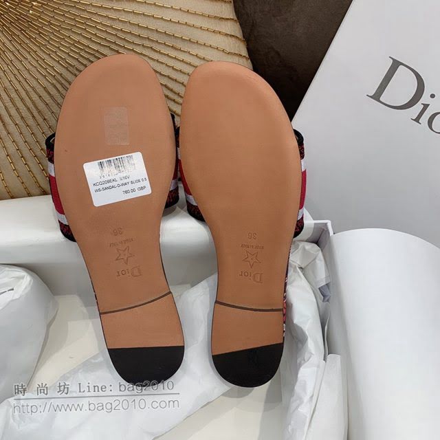 DIOR女鞋 迪奧2021專櫃新款磨砂新大底涼拖 Dior一字型刺繡平拖  naq1490